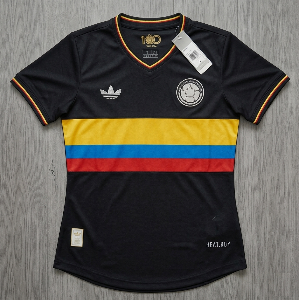 Camiseta Colombia 100 Años Negra Mujer